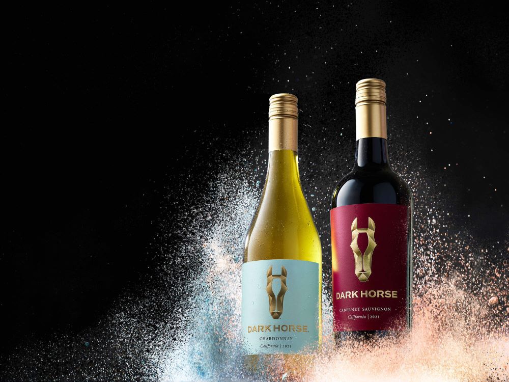 Dark Horse Cabernet and Chardonnay Bottles