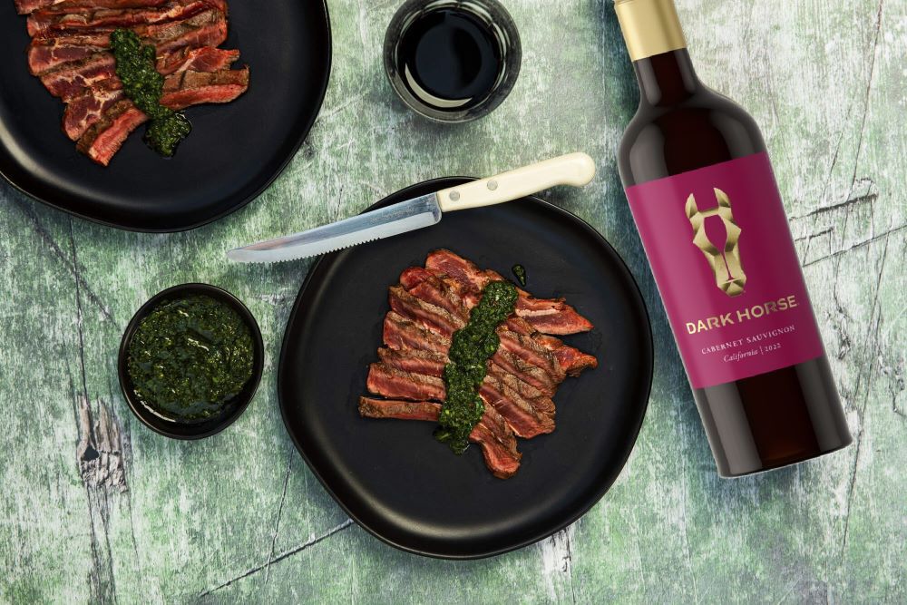 Dark Horse Cabernet and Hanger Steak